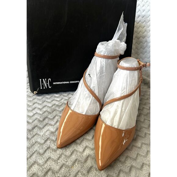 INC International Concepts Shoes - NEW! Inc International Concepts Lenii Patent Pointed Toe Heels Nude Size 7M NIB